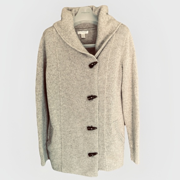 Kenar Wool Alpaca Hooded  Tan Cardigan Sweater Button Closure Knit Cardigan L - Picture 1 of 14